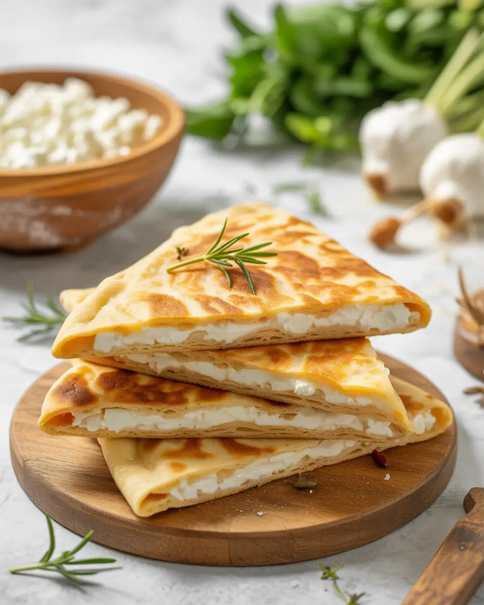 Cottage cheese flatbread recipe fresh from oven with herbs