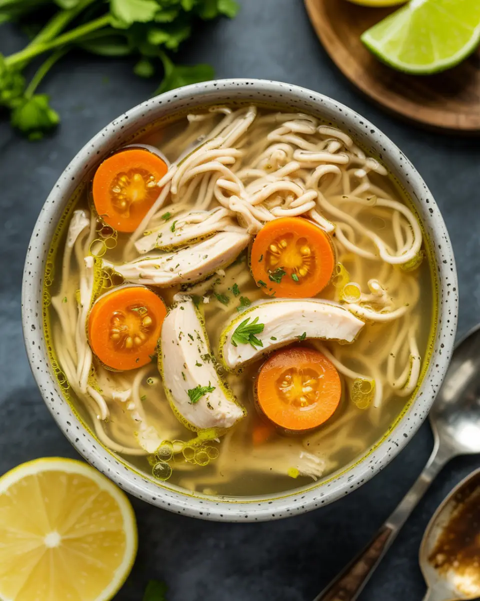 Crockpot Chicken Noodle Soup with tender chicken and vegetables