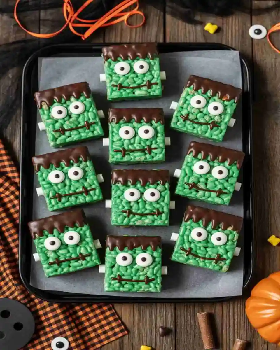 Halloween Rice Krispie Treats Frankenstein Style