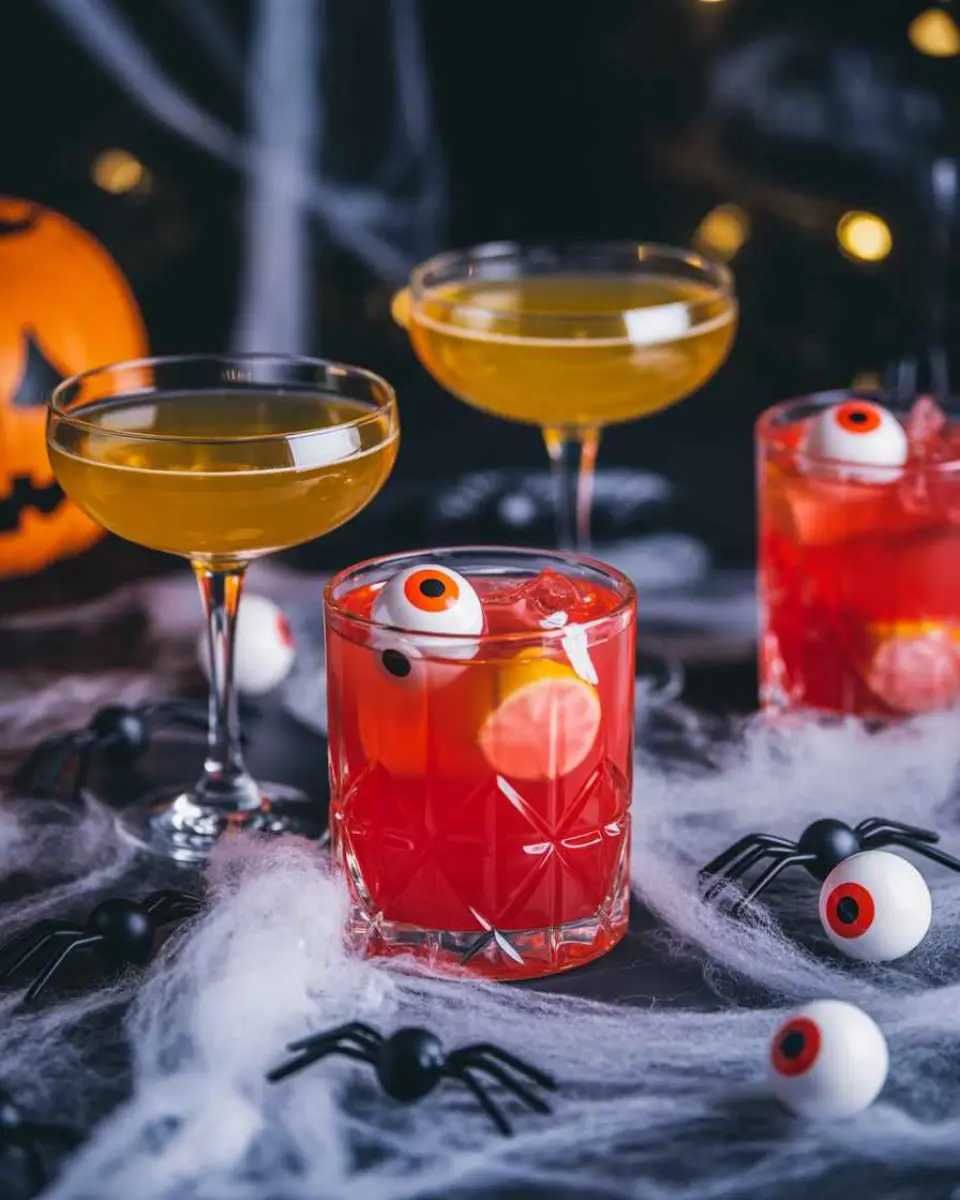 Easy Halloween cocktails with spooky presentation and glowing drinks