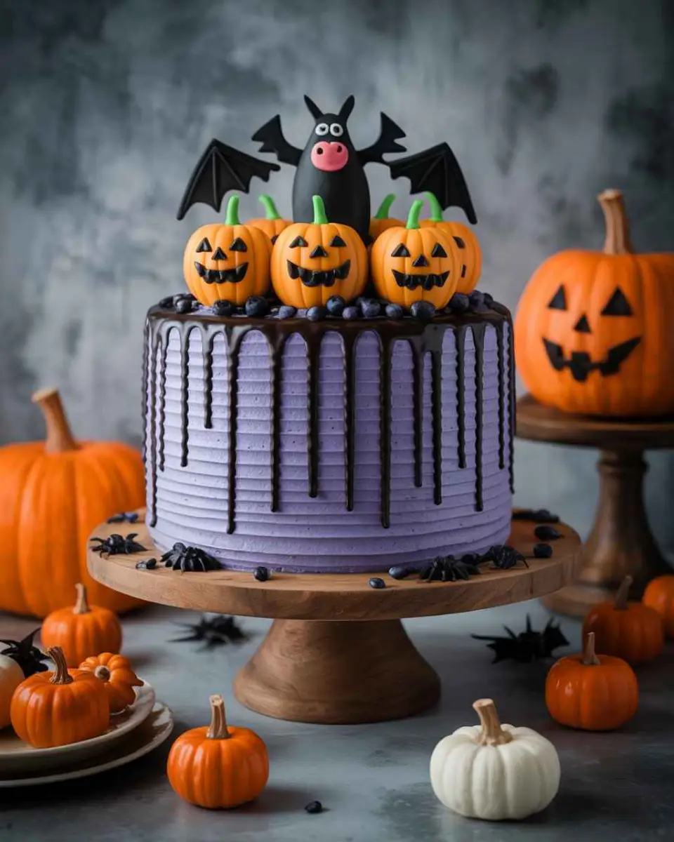 Halloween Layer Cake with Chocolate Glaze and Sprinkles