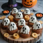 halloween party snacks table with spooky decorations