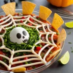 Spiderweb Taco Dip in Halloween party setting