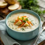 Creamy potato soup with bacon and cheese