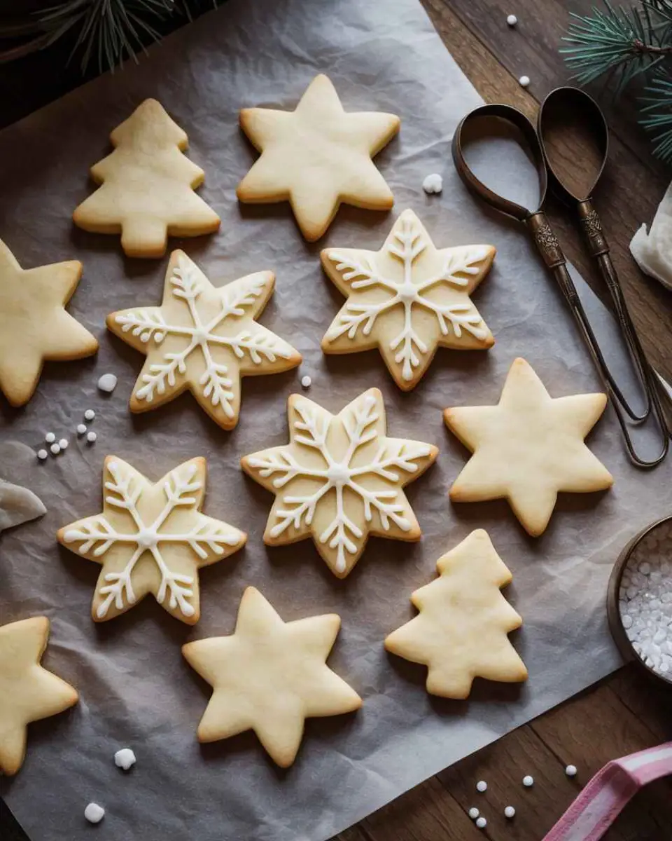Cut out sugar cookie recipe decorated with icing