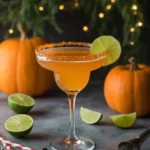 Halloween Margarita with black sugar rim and blood orange