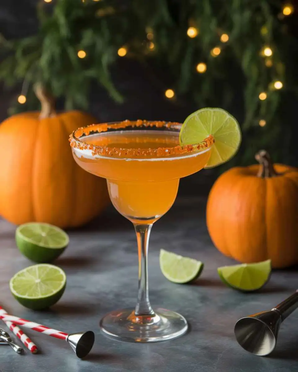 Halloween Margarita with black sugar rim and blood orange