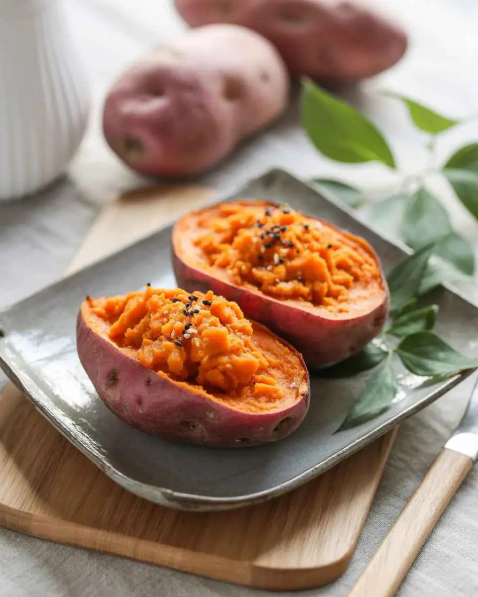 roasted Japanese sweet potato recipe with crispy edges