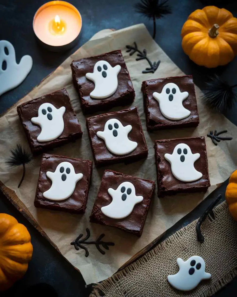 Halloween brownies decorated with spooky toppings