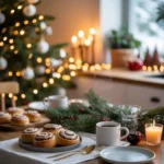Christmas Morning Breakfast Table with Festive Decor