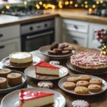 Festive keto Christmas desserts on holiday table