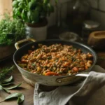 Ground turkey recipes in a rustic skillet