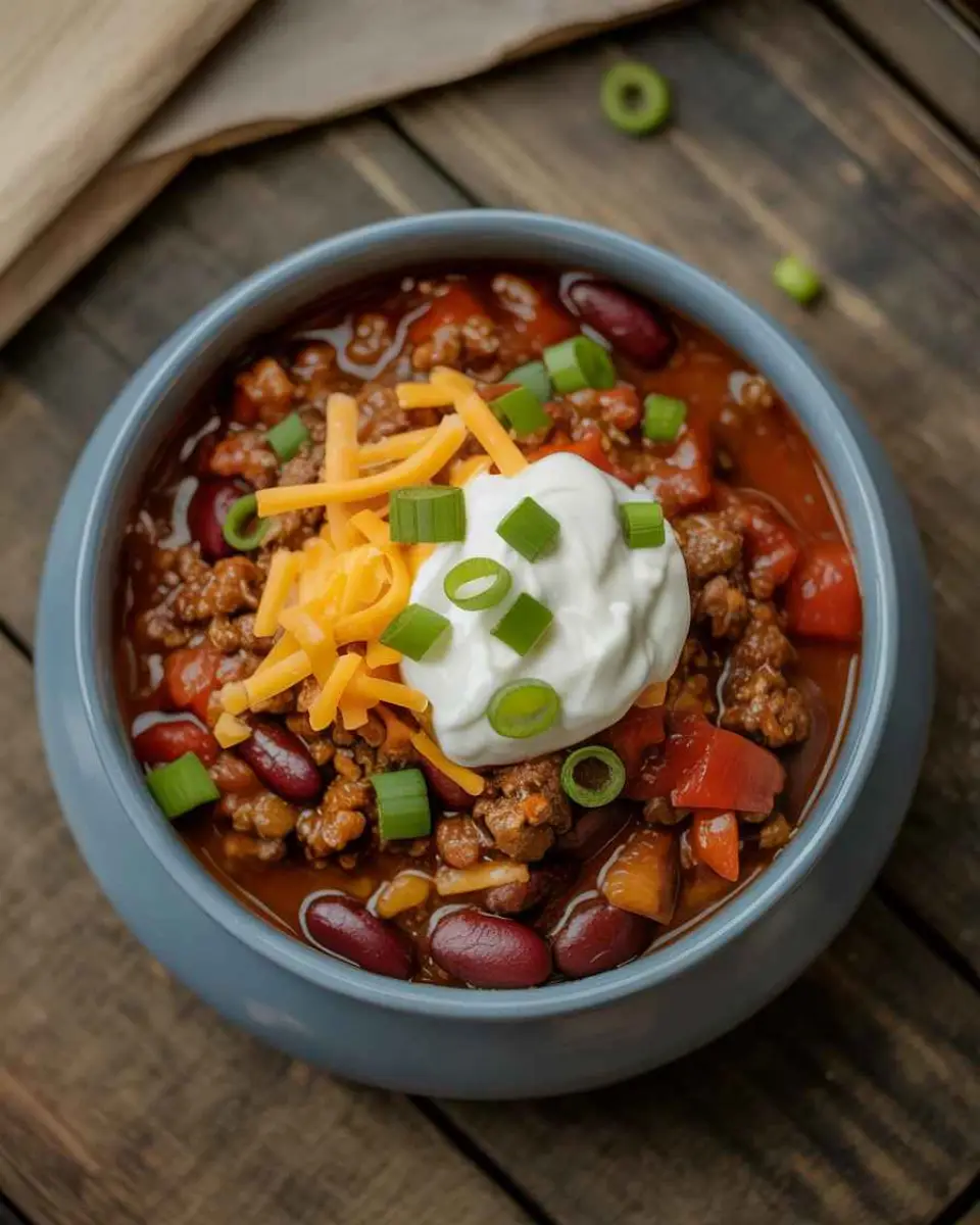 best chili recipe award winning in rustic bowl