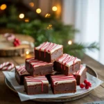Christmas Brownies with festive holiday decorations