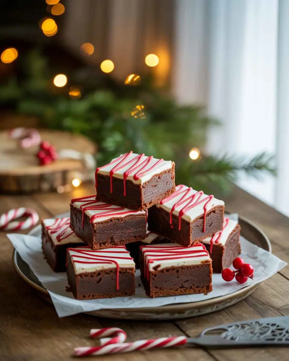 Christmas Brownies with festive holiday decorations