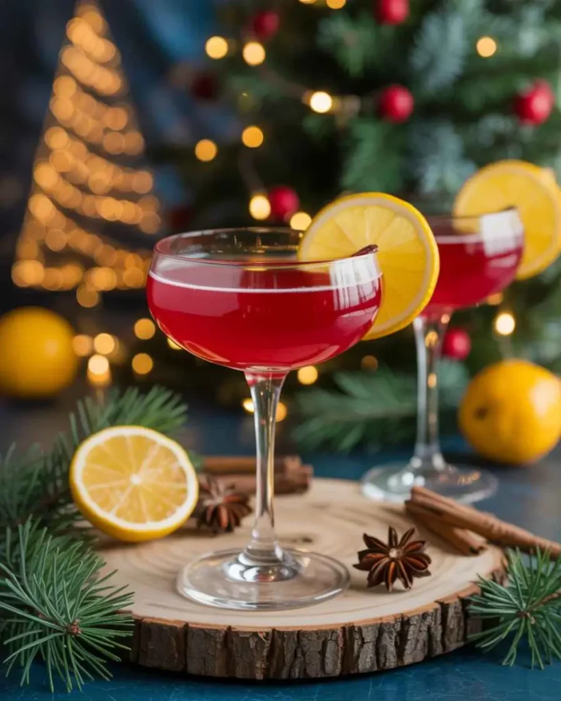 Christmas cocktail recipes with festive drinks and decorations