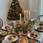 Christmas dinner recipes with holiday table