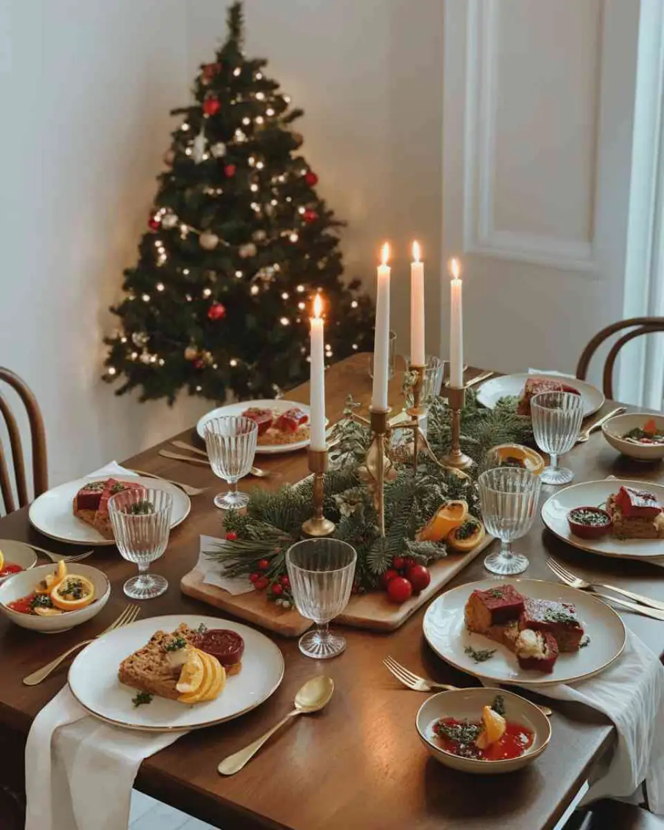 Christmas dinner recipes with holiday table