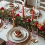 Christmas dishes served on a festive table