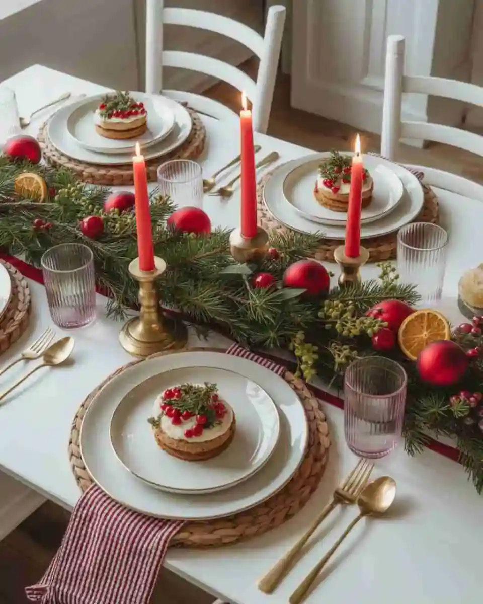 Christmas dishes served on a festive table
