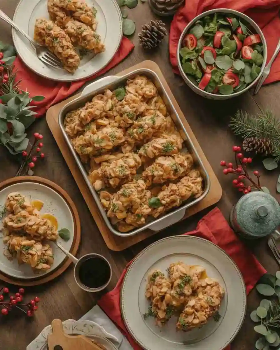 christmas sides on a holiday dinner table