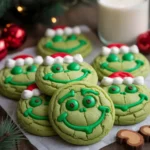 Grinch Cookies Recipe festive green cookies with red heart