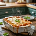 Homemade lasagna recipe fresh from oven