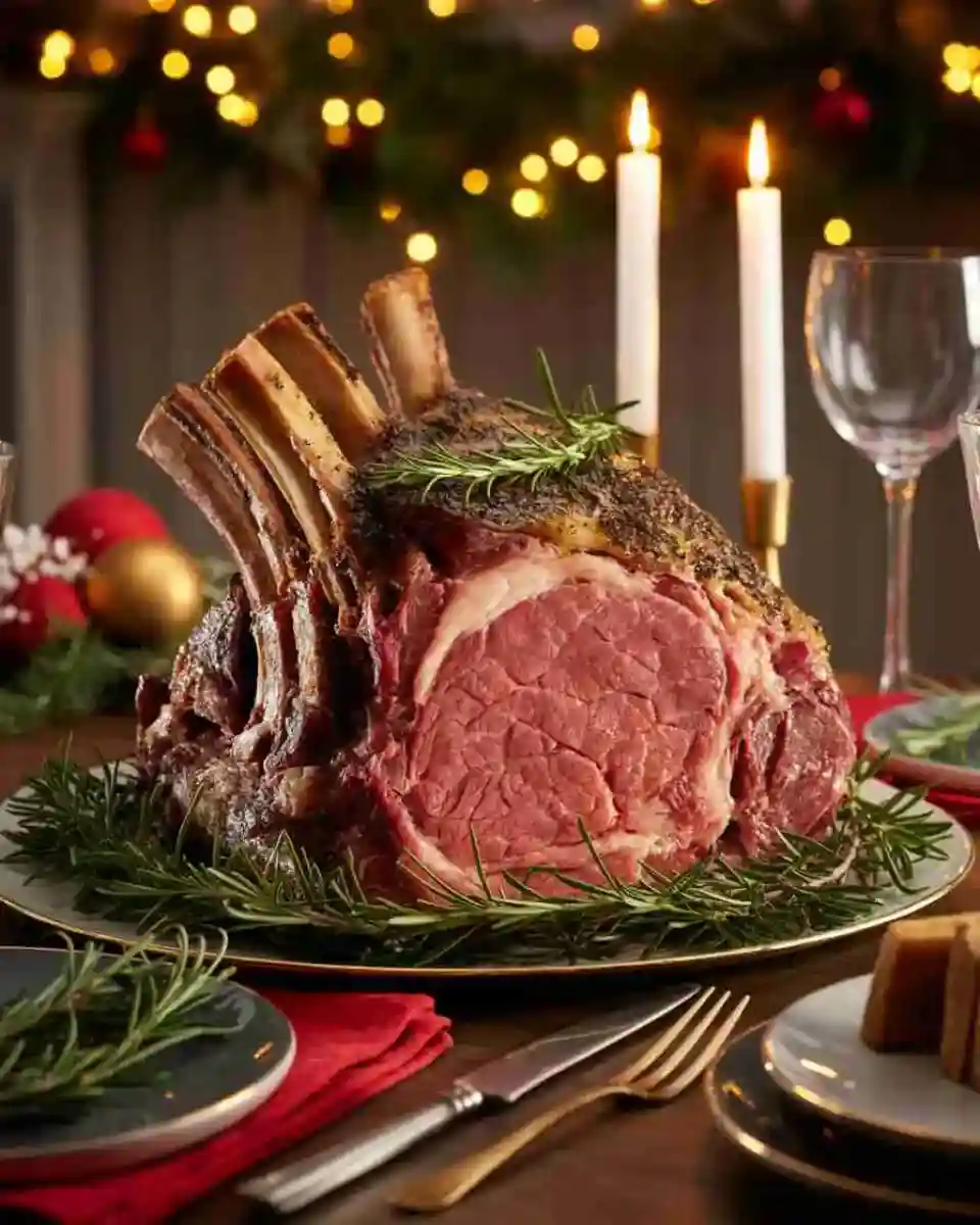 Prime rib roast recipe Christmas table