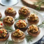 Stuffed Mushrooms Holiday Appetizer on Platter