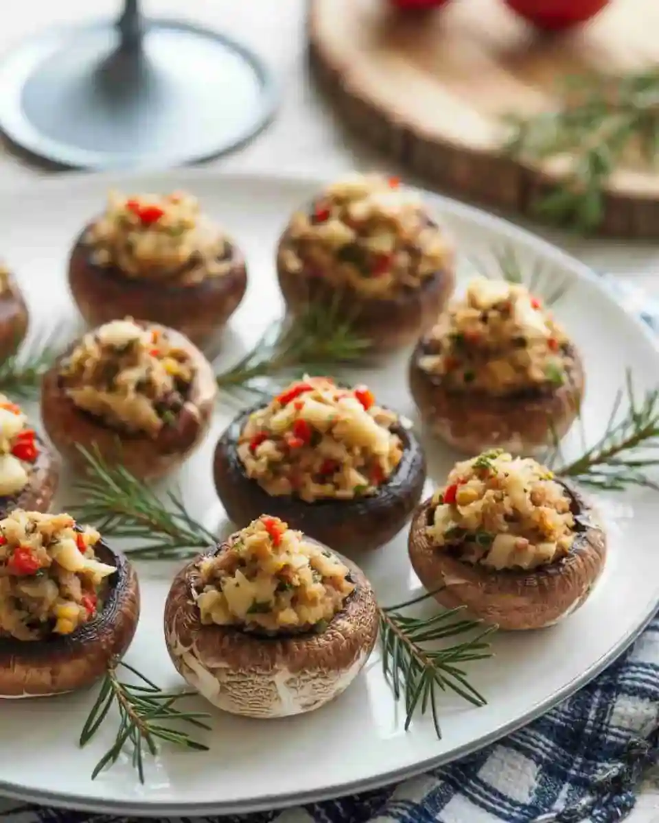 Stuffed Mushrooms Holiday Appetizer on Platter