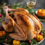 Thanksgiving turkey recipe on holiday table