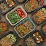 Vegetarian high protein meals meal prep spread
