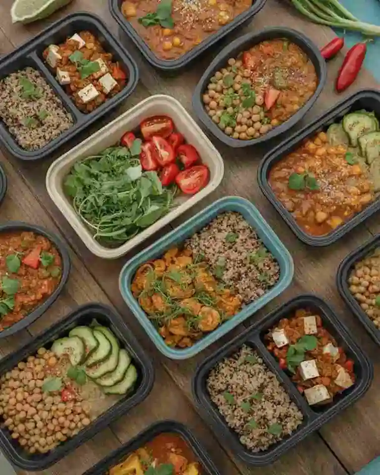 Vegetarian high protein meals meal prep spread