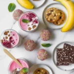 healthy sweet treats flat lay