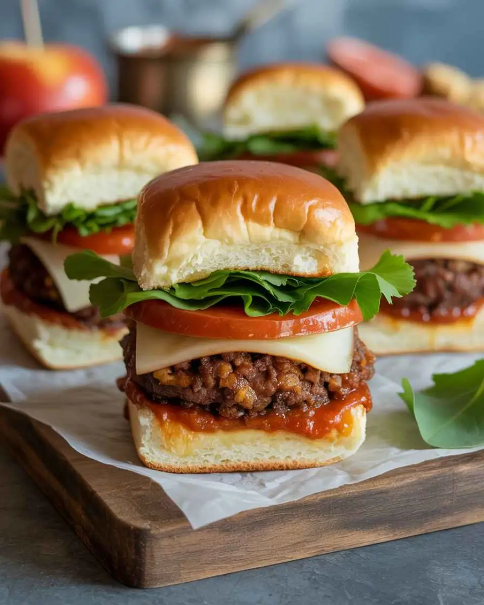 Easy slider recipes served on a wooden tray