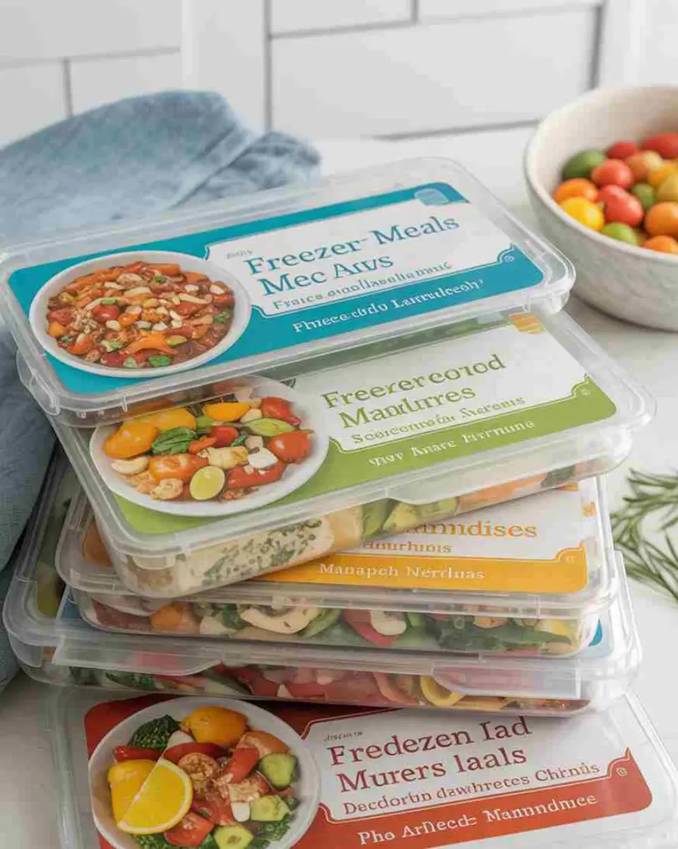 freezer meals in labeled containers