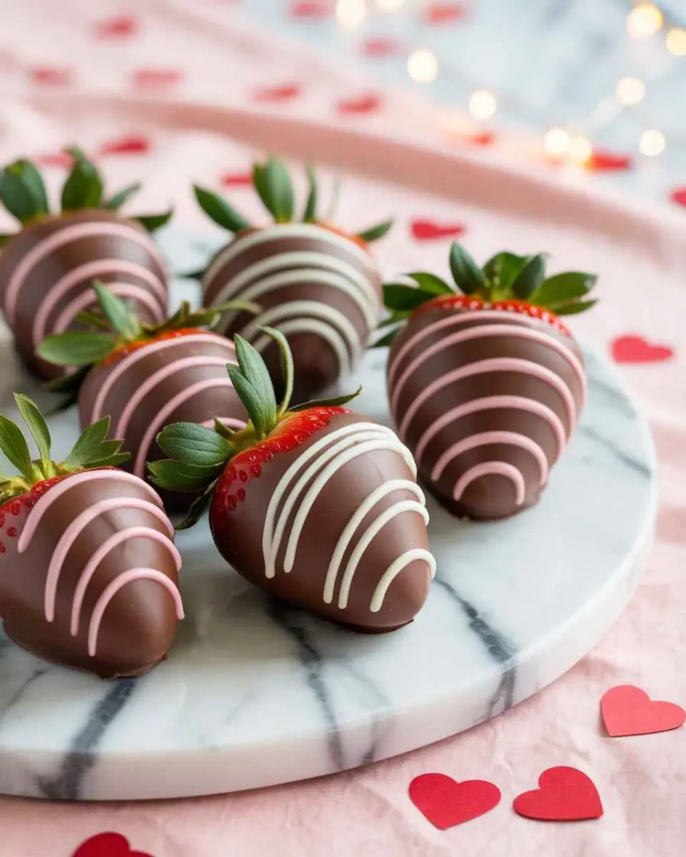Chocolate covered strawberries Valentine dessert tray