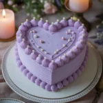 Purple heart cake with vintage lavender piping