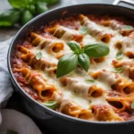 baked mostaccioli fresh from the oven