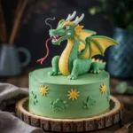 Dragon cake centerpiece at fantasy wedding
