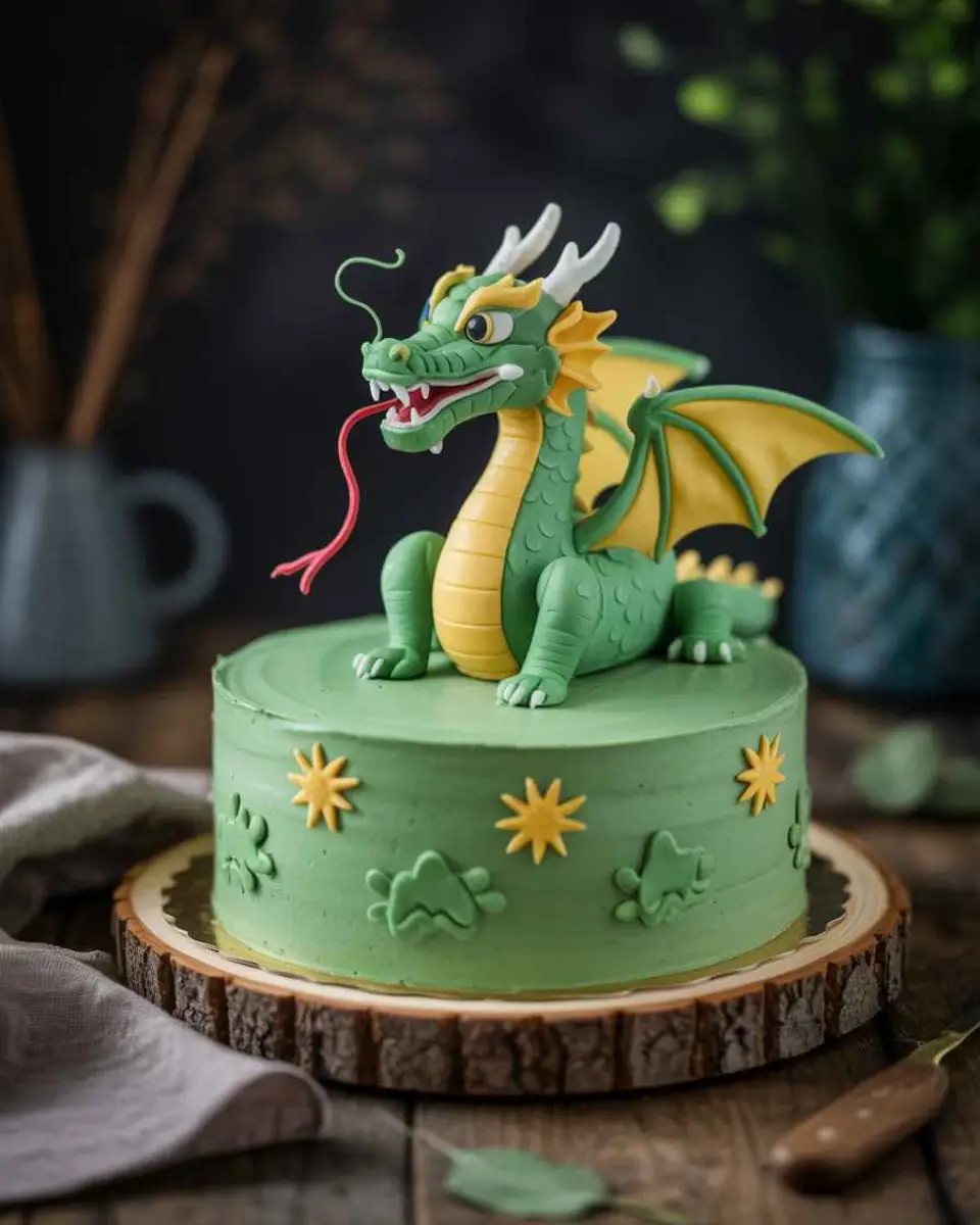 Dragon cake centerpiece at fantasy wedding