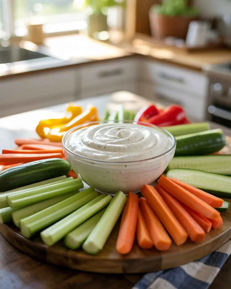 cottage cheese ranch dip served with fresh vegetables