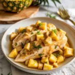 chicken pineapple recipe with sticky glaze over rice