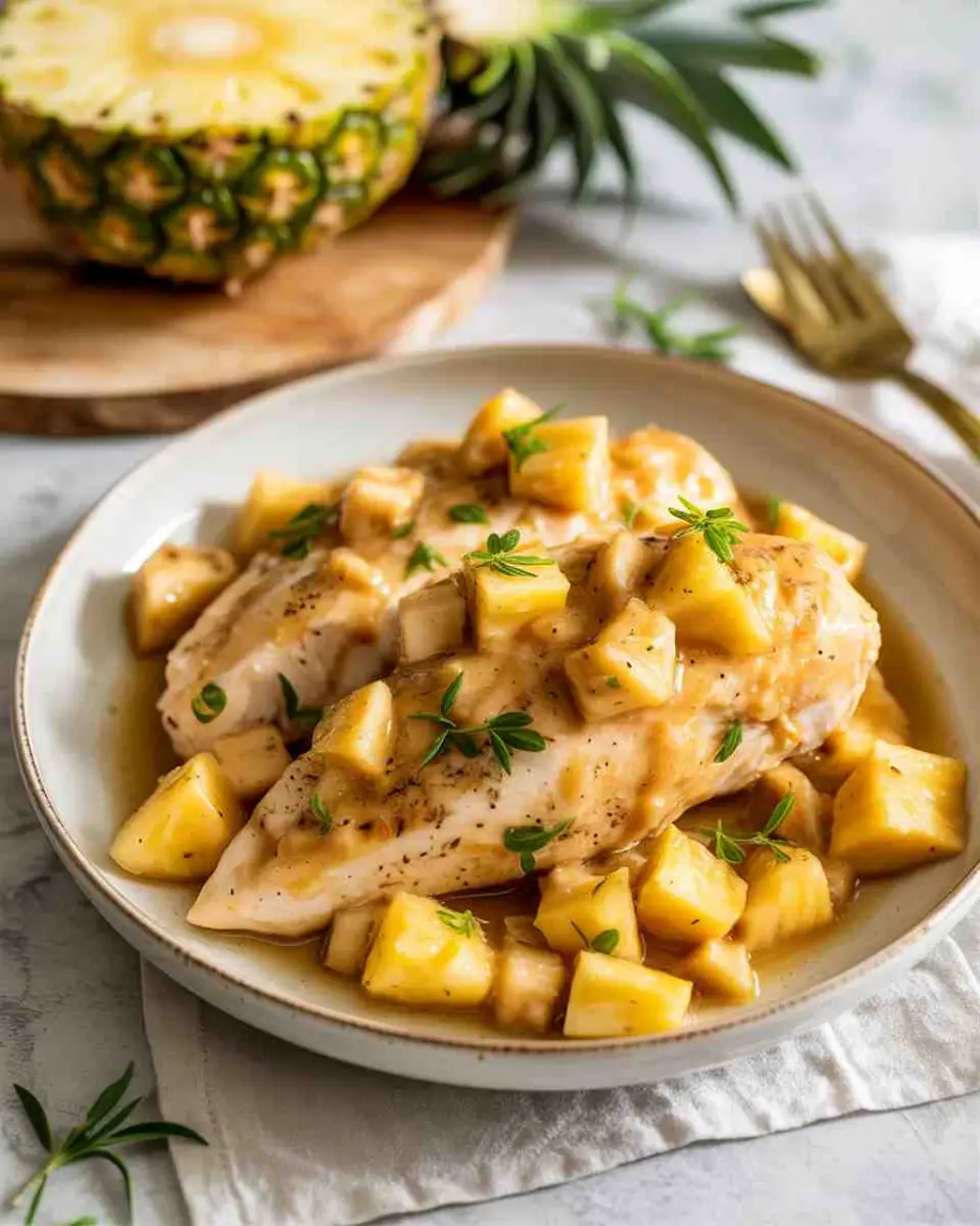 chicken pineapple recipe with sticky glaze over rice
