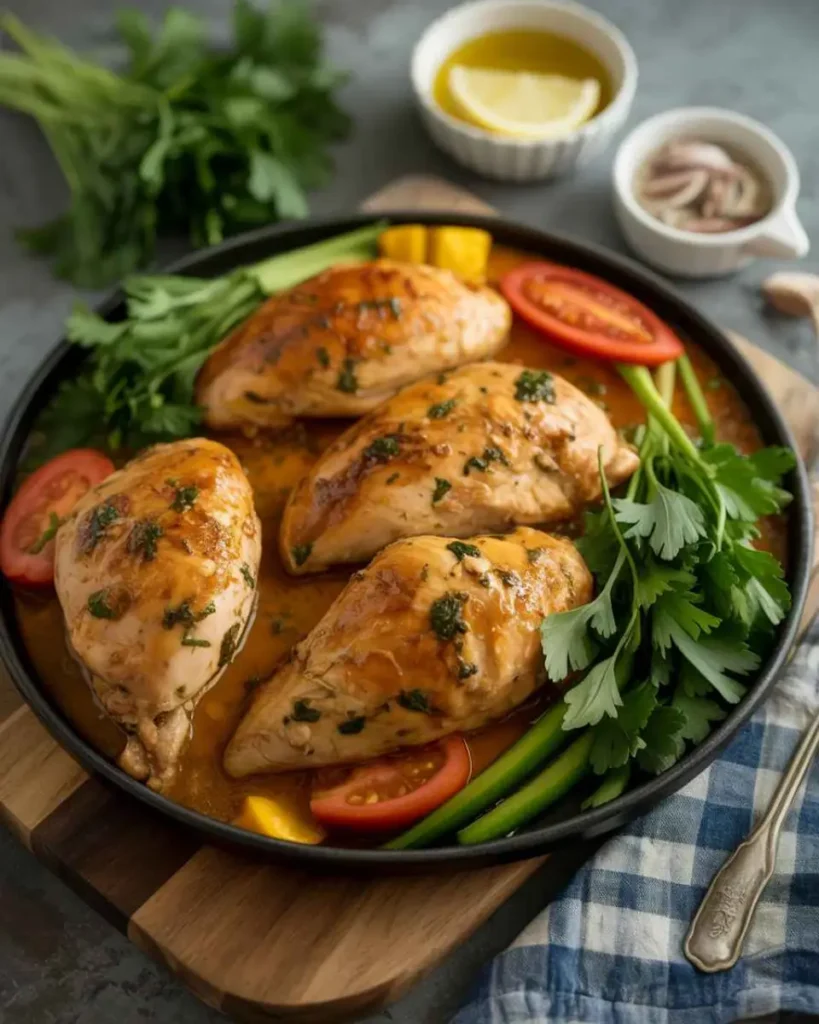 chicken recipes easy displayed on a table with multiple dinner options