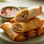 Spring roll recipe with crispy golden rolls and dipping sauce