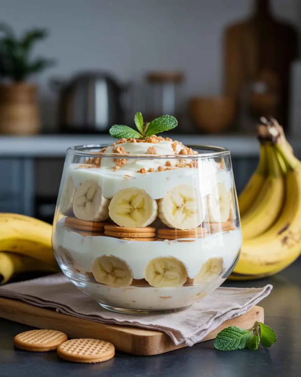 healthy banana pudding layered dessert