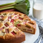 rhubarb cake with fresh baked rhubarb topping