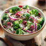 Healthy broccoli salad with creamy Greek yogurt dressing