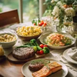 Father’s Day dinner table with healthy and easy recipes